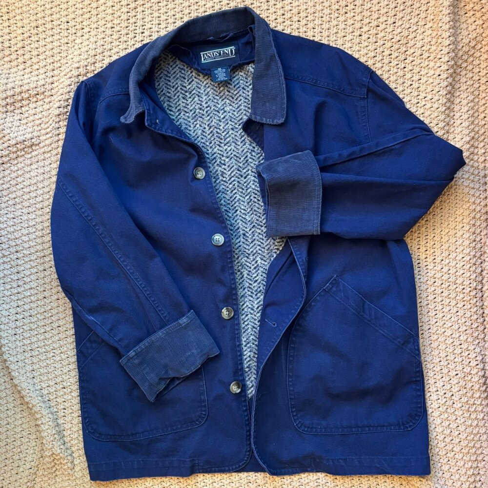 Vintage Lands End Barn Chore Coat 💙 Size M, Dark Blue